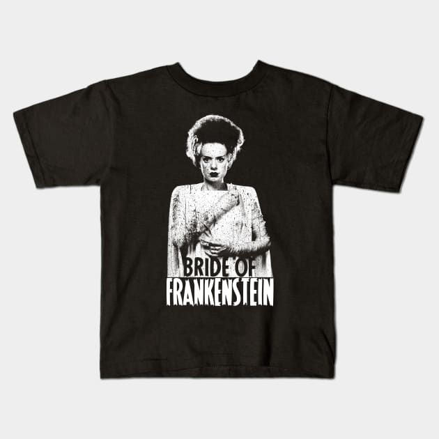 Bride of Frankenstein-vintage distressed Kids T-Shirt by RetroPandora